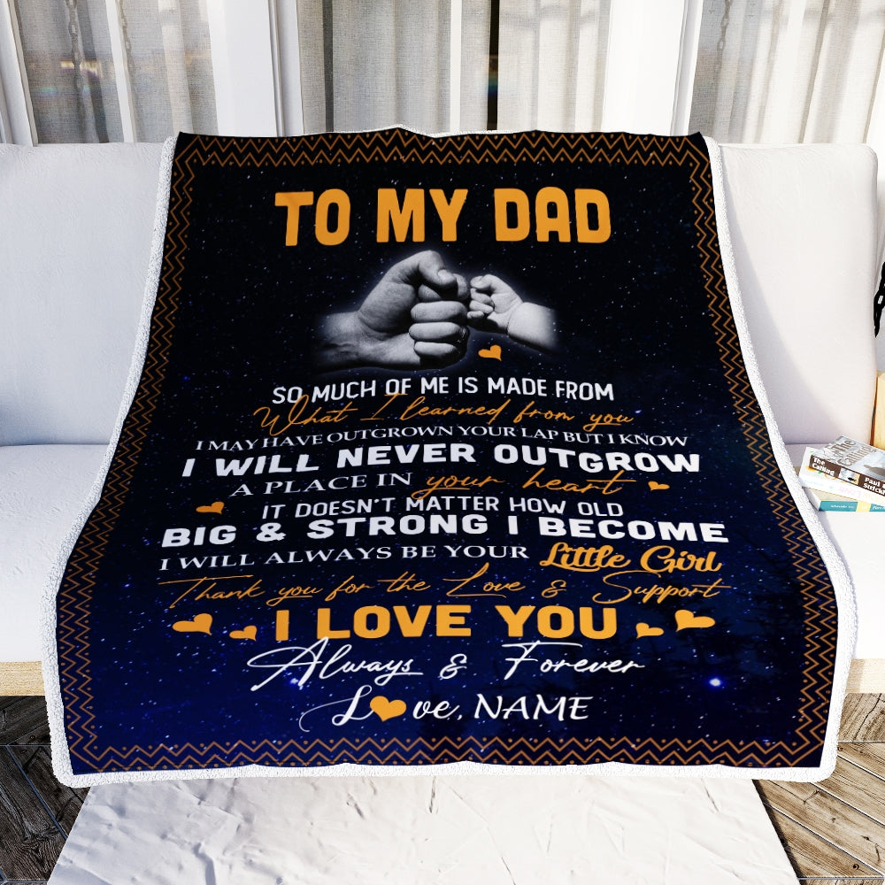 Personalized To My Dad Blanket From Son Little Boy Thank You For The Love Support I Love You Dad Father's Day Birthday Christmas Customized Fleece Blanket Blanket | Teecentury.com