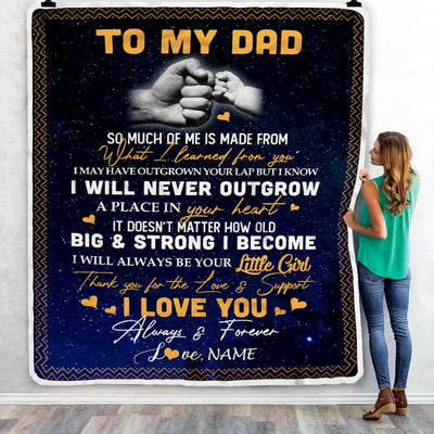 Personalized To My Dad Blanket From Son Little Boy Thank You For The Love Support I Love You Dad Father's Day Birthday Christmas Customized Fleece Blanket Blanket | Teecentury.com