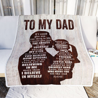 Personalized To My Dad Blanket from Daughter Wood Little Girl Thank you For Love Support Dad Mothers Day Birthday Christmas Customized Fleece Throw Blanket | teecentury