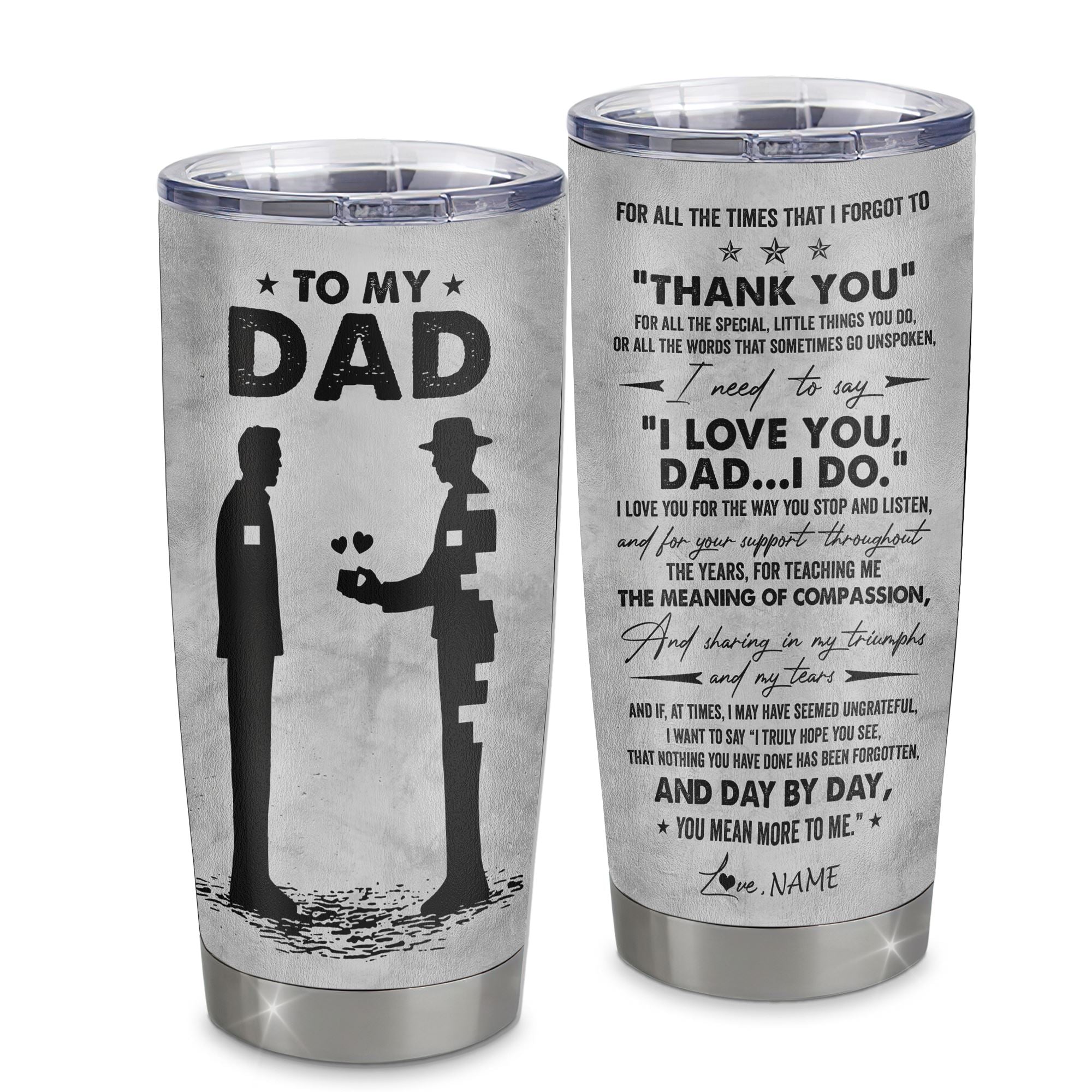 Personalized To My Dad From Son Stainless Steel Tumbler Cup Thank You Father And Son Dad Fathers Day Birthday Christmas Travel Mug | teecentury