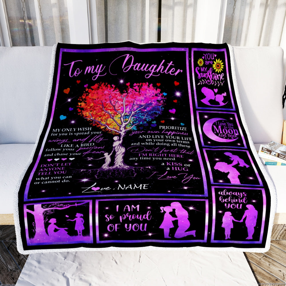 Personalized To My Daughter Blanket For Daughter From Mom Airmail Letter Kiss Hug I Love You Daughter Birthday Christmas Customized Fleece Blanket Blanket | Teecentury.com