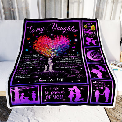 Personalized To My Daughter Blanket For Daughter From Mom Airmail Letter Kiss Hug I Love You Daughter Birthday Christmas Customized Fleece Blanket Blanket | Teecentury.com