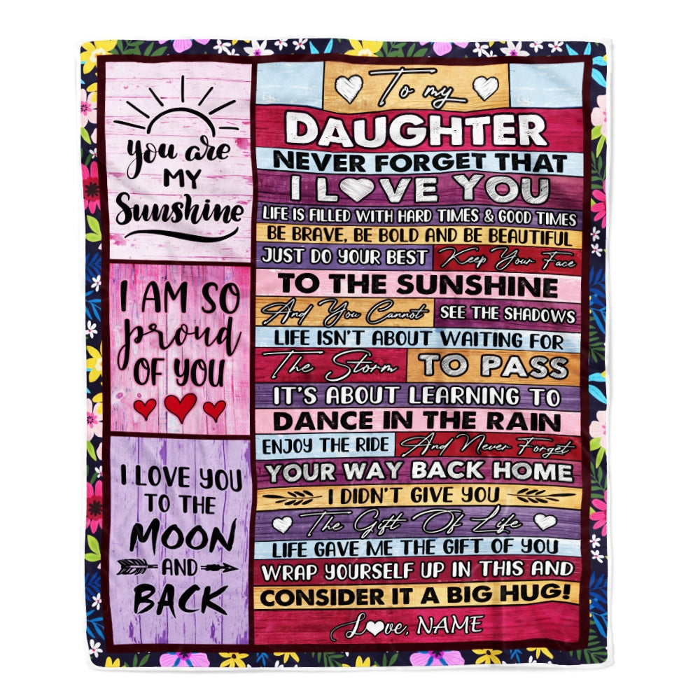 Personalized To My Daughter Blanket From Mom And Dad Never Forget That I Love You Wood Daughter Birthday Thanksgiving Christmas Customized Fleece Throw Blanket Blanket | Teecentury.com