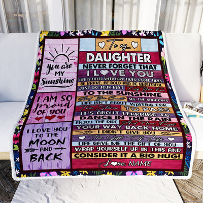 Personalized To My Daughter Blanket From Mom And Dad Never Forget That I Love You Wood Daughter Birthday Thanksgiving Christmas Customized Fleece Throw Blanket Blanket | Teecentury.com