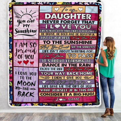 Personalized To My Daughter Blanket From Mom And Dad Never Forget That I Love You Wood Daughter Birthday Thanksgiving Christmas Customized Fleece Throw Blanket Blanket | Teecentury.com