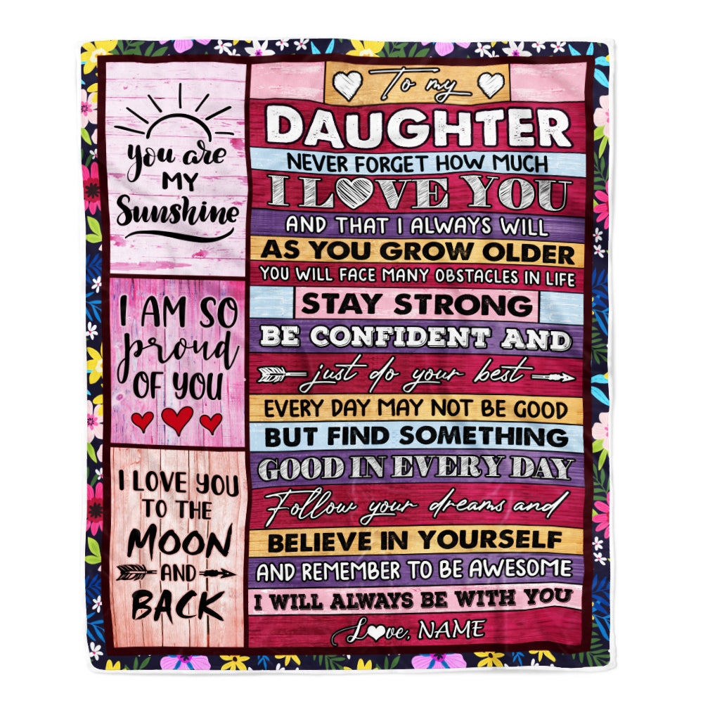 Personalized To My Daughter Blanket From Mom And Dad Proud Of You I Love You Wood Daughter Birthday Thanksgiving Christmas Customized Fleece Throw Blanket Blanket | Teecentury.com