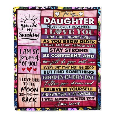 Personalized To My Daughter Blanket From Mom And Dad Proud Of You I Love You Wood Daughter Birthday Thanksgiving Christmas Customized Fleece Throw Blanket Blanket | Teecentury.com
