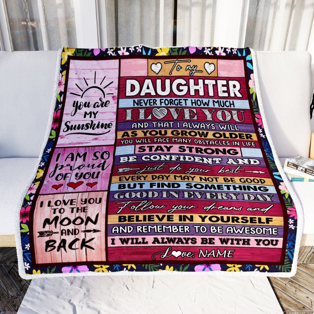 Personalized To My Daughter Blanket From Mom And Dad Proud Of You I Love You Wood Daughter Birthday Thanksgiving Christmas Customized Fleece Throw Blanket Blanket | Teecentury.com