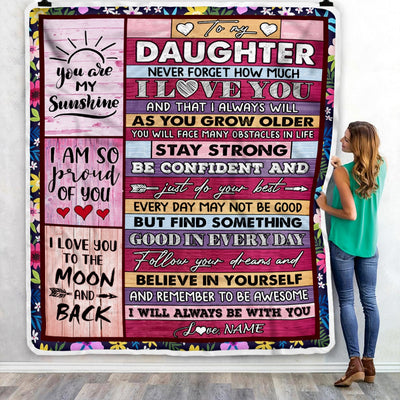 Personalized To My Daughter Blanket From Mom And Dad Proud Of You I Love You Wood Daughter Birthday Thanksgiving Christmas Customized Fleece Throw Blanket Blanket | Teecentury.com