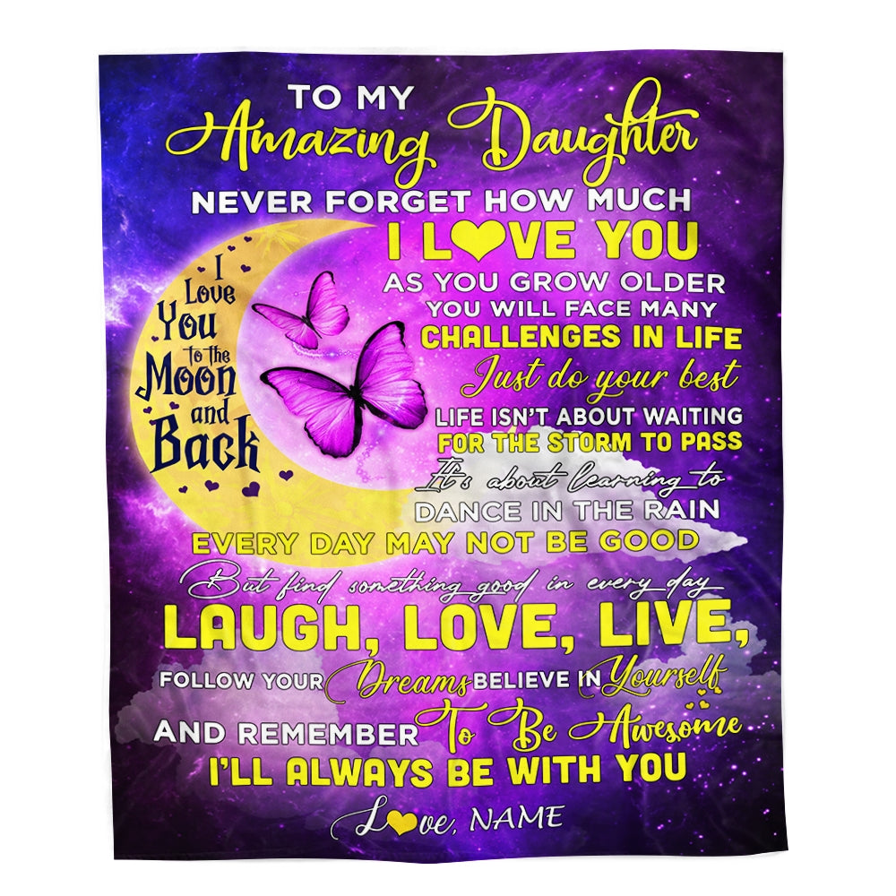 Personalized To My Daughter Blanket From Mom Butterfly Never Forget How Much I Love You Daughter Birthday Christmas Customized Fleece Blanket Blanket | Teecentury.com