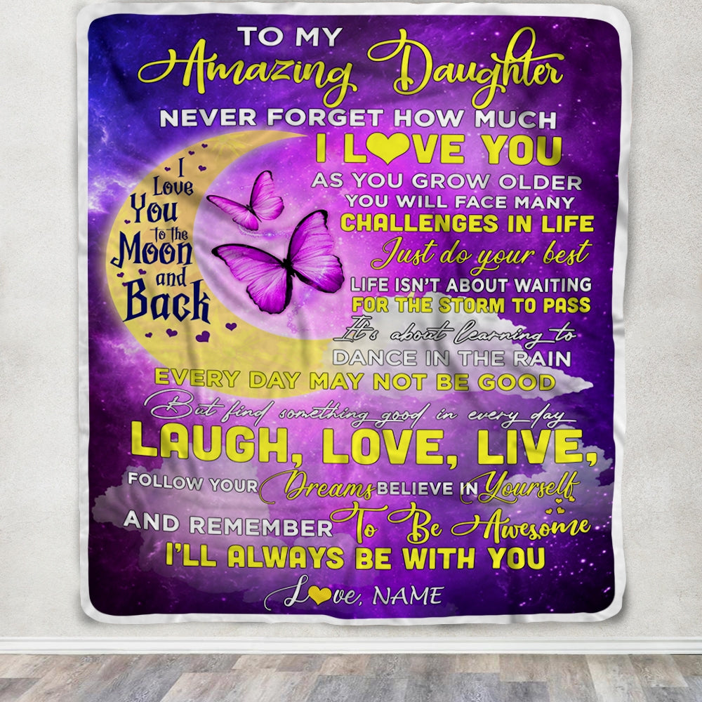 Personalized To My Daughter Blanket From Mom Butterfly Never Forget How Much I Love You Daughter Birthday Christmas Customized Fleece Blanket Blanket | Teecentury.com