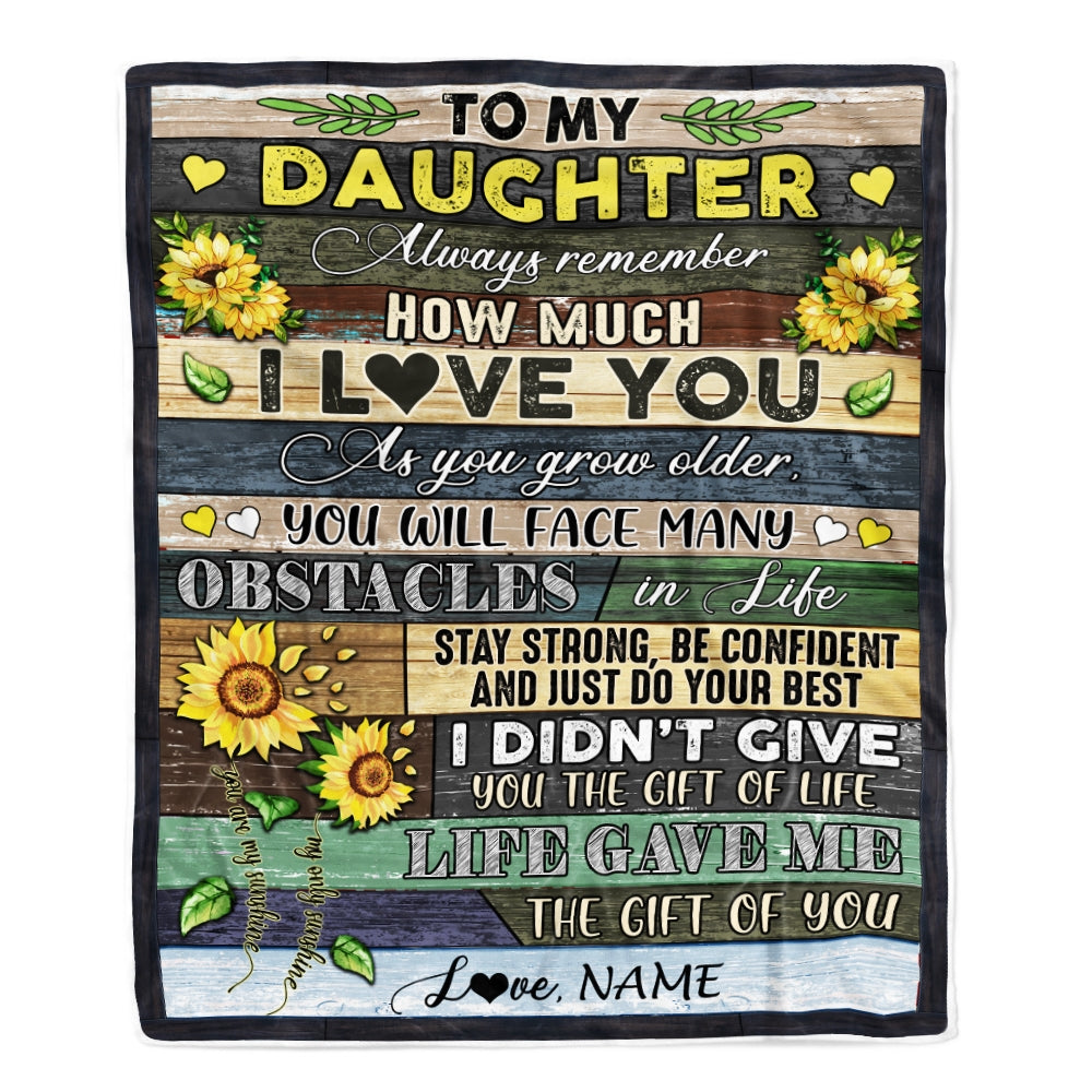 Personalized To My Daughter Blanket From Mom Dad Always Remember How Much I Love You Wood Sunflower Daughter Birthday Christmas Customized Fleece Blanket Blanket | Teecentury.com