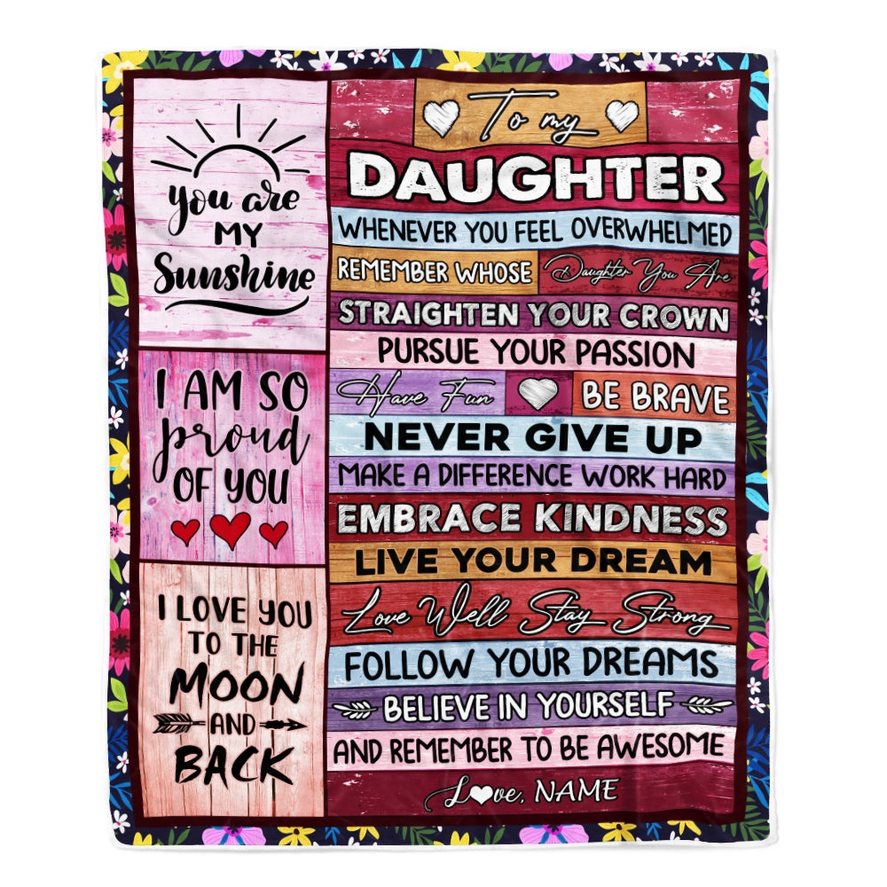 Personalized To My Daughter Blanket From Mom Dad Believe In Yourself Awesome Pink Wood Daughter Birthday Graduation Christmas Customized Fleece Blanket Blanket | Teecentury.com