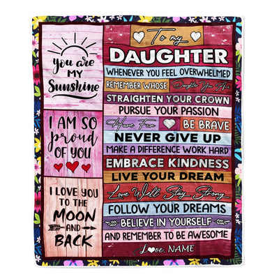 Personalized To My Daughter Blanket From Mom Dad Believe In Yourself Awesome Pink Wood Daughter Birthday Graduation Christmas Customized Fleece Blanket Blanket | Teecentury.com