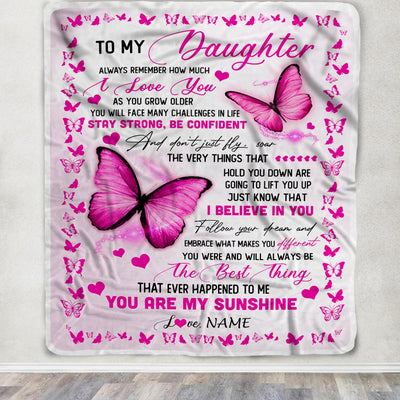 Personalized To My Daughter Blanket From Mom Dad Butterfly Always Remember How Much I Love You Daughter Birthday Christmas Gifts Fleece Blanket Blanket | Teecentury.com