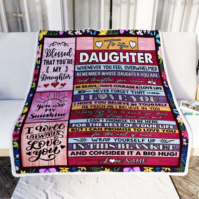 Personalized To My Daughter Blanket From Mom Dad Father Wood Be Brave Have Courage Love Life Daughter Birthday Graduation Christmas Customized Fleece Blanket | teecentury