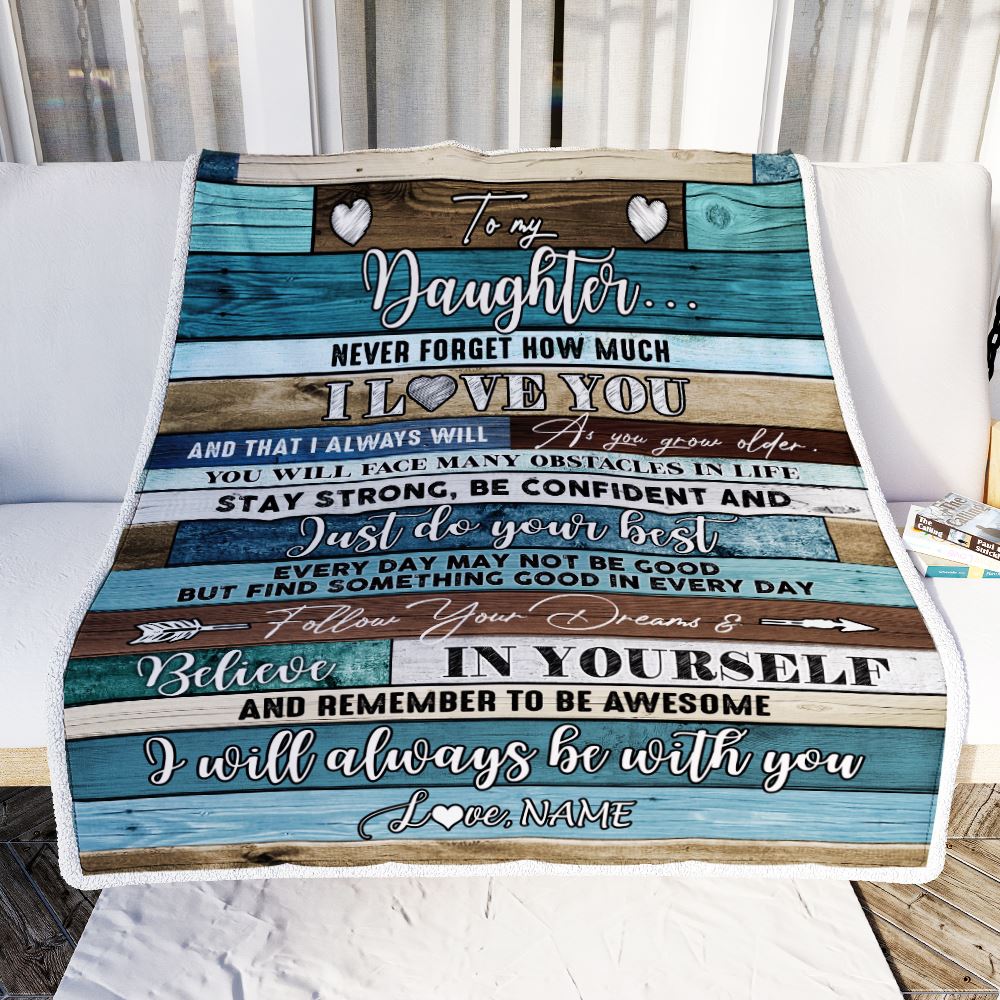 Personalized To My Daughter Blanket From Mom Dad Father Wood Never Forget I Love You Daughter Birthday Graduation Christmas Customized Fleece Throw Blanket | teecentury