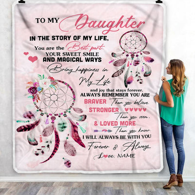 Personalized To My Daughter Blanket From Mom Dad Father You Are The Best Part Daughter Birthday Graduation Christmas Customized Bed Fleece Throw Blanket | teecentury