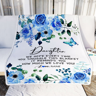 Personalized To My Daughter Blanket From Mom Dad Floral How Much We Love You Daughter Birthday Graduation Christmas Customized Fleece Throw Blanket | teecentury