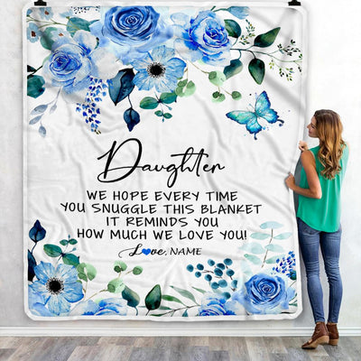 Personalized To My Daughter Blanket From Mom Dad Floral How Much We Love You Daughter Birthday Graduation Christmas Customized Fleece Throw Blanket | teecentury