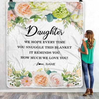 Personalized To My Daughter Blanket From Mom Dad How Much We Love You Flower Daughter Birthday Graduation Christmas Customized Fleece Throw Blanket | teecentury
