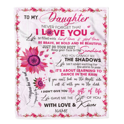 Personalized To My Daughter Blanket From Mom Dad I Love You Pink Sunflower Daughter Birthday Christmas Thanksgiving Graduation Customized Fleece Blanket Blanket | Teecentury.com