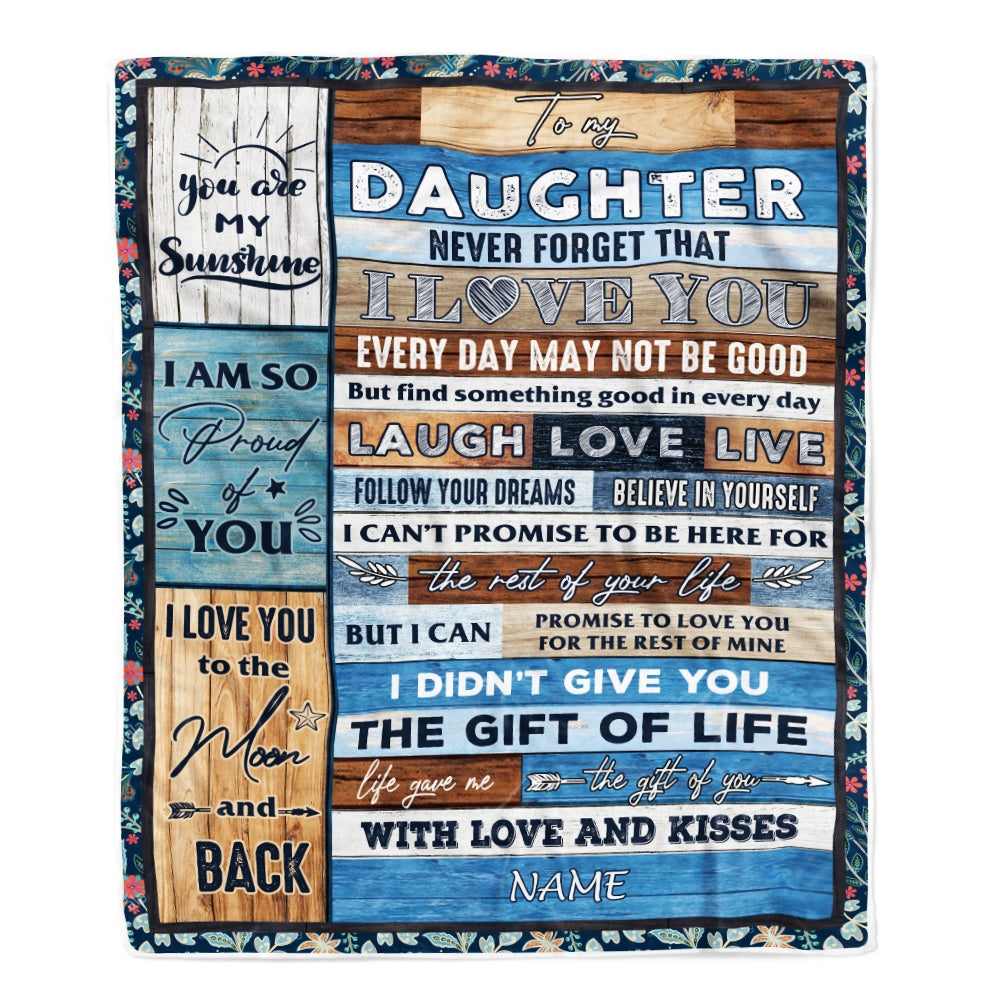 Personalized To My Daughter Blanket From Mom Dad I Love You Wood Daughter Birthday Christmas Thanksgiving Graduation Customized Fleece Blanket Blanket | Teecentury.com