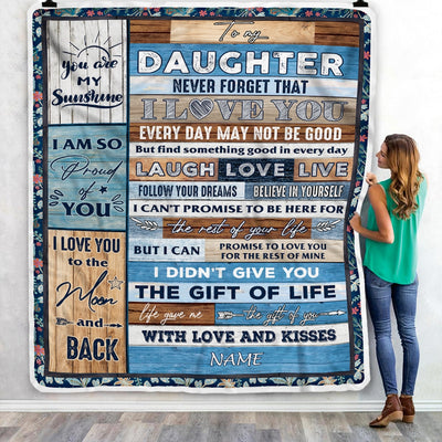 Personalized To My Daughter Blanket From Mom Dad I Love You Wood Daughter Birthday Christmas Thanksgiving Graduation Customized Fleece Blanket Blanket | Teecentury.com