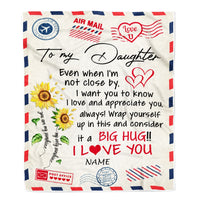 Personalized To My Daughter Blanket From Mom Dad Love Big Hug Air Mail ...