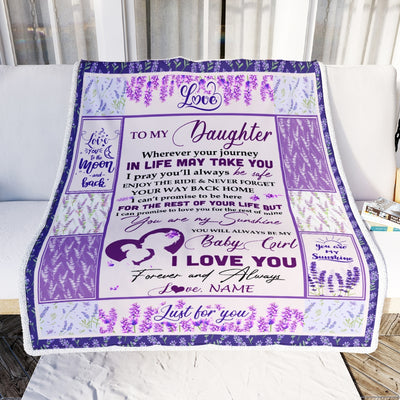 Personalized To My Daughter Blanket From Mom Dad Love You Are My Sunshine Flower Purple Daughter Birthday Christmas Thanksgiving Customized Fleece Blanket Blanket | Teecentury.com