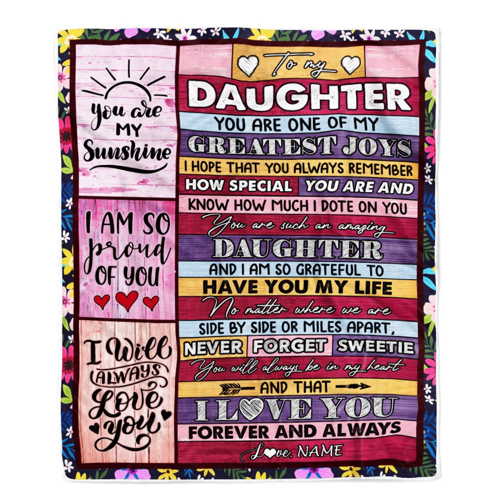 Personalized To My Daughter Blanket From Mom Dad Mother My Greatest Joys Daughter Birthday Graduation Christmas Customized Bed Fleece Throw Blanket | teecentury