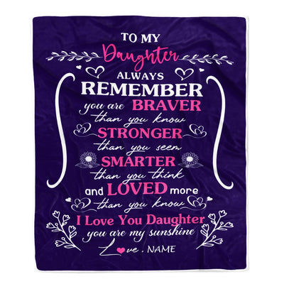 Personalized To My Daughter Blanket From Mom Dad Mother Purple I Love You Daughter Birthday Christmas Gift Customized Bed Quilt Fleece Throw Blanket Blanket | Teecentury.com