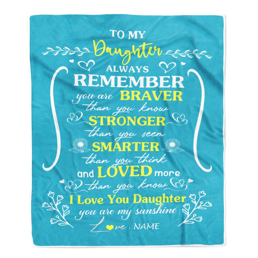 Personalized To My Daughter Blanket From Mom Dad Mother Teal I Love You Daughter Birthday Christmas Gift Customized Bed Quilt Fleece Throw Blanket Blanket | Teecentury.com