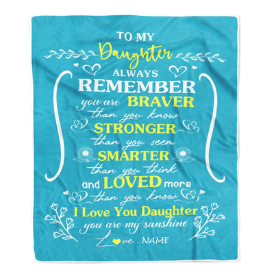 Personalized To My Daughter Blanket From Mom Dad Mother Teal I Love You Daughter Birthday Christmas Gift Customized Bed Quilt Fleece Throw Blanket Blanket | Teecentury.com