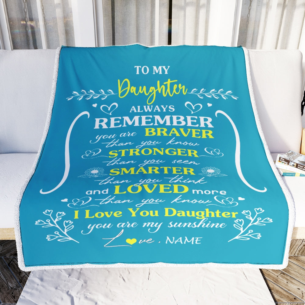 Personalized To My Daughter Blanket From Mom Dad Mother Teal I Love You Daughter Birthday Christmas Gift Customized Bed Quilt Fleece Throw Blanket Blanket | Teecentury.com