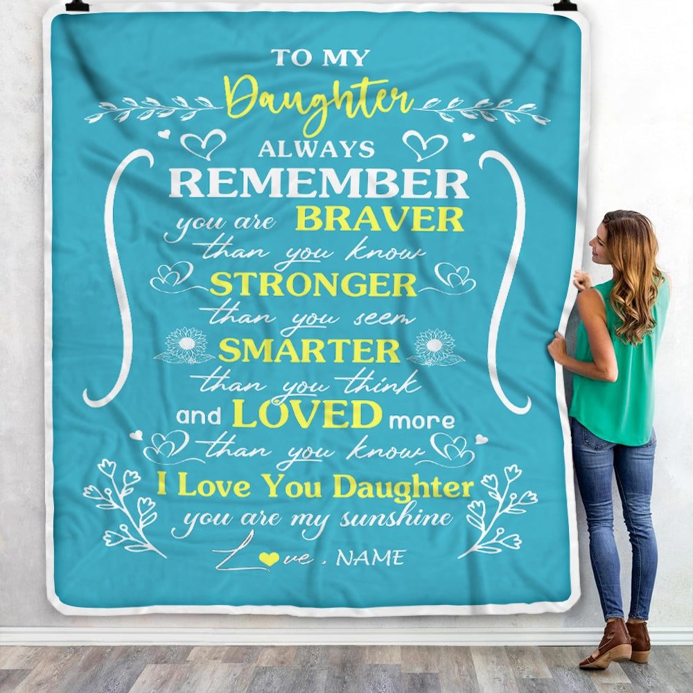 Personalized To My Daughter Blanket From Mom Dad Mother Teal I Love You Daughter Birthday Christmas Gift Customized Bed Quilt Fleece Throw Blanket Blanket | Teecentury.com