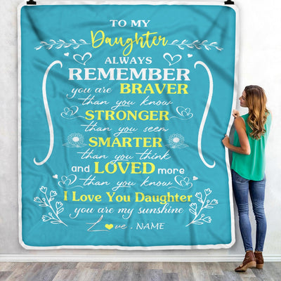 Personalized To My Daughter Blanket From Mom Dad Mother Teal I Love You Daughter Birthday Christmas Gift Customized Bed Quilt Fleece Throw Blanket Blanket | Teecentury.com