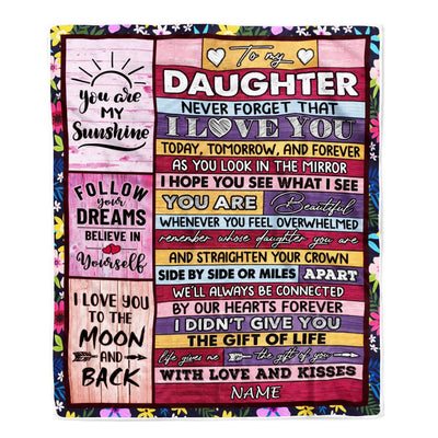 Personalized To My Daughter Blanket From Mom Dad Mother Wood You Are Beautiful Daughter Birthday Graduation Christmas Customized Bed Fleece Throw Blanket | teecentury