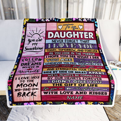 Personalized To My Daughter Blanket From Mom Dad Mother Wood You Are Beautiful Daughter Birthday Graduation Christmas Customized Bed Fleece Throw Blanket | teecentury