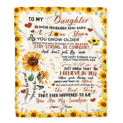 Personalized To My Daughter Blanket From Mom Dad Sunflower Always Remember How Much I Love You Daughter Birthday Christmas Gifts Fleece Blanket Blanket | Teecentury.com