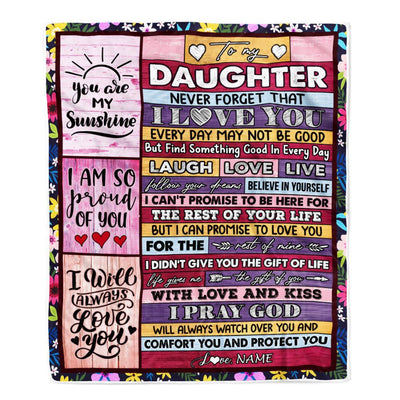 Personalized To My Daughter Blanket From Mom Dad Wood You Are My Sunshine I Love You Daughter Birthday Graduation Christmas Customized Bed Fleece Throw Blanket | teecentury