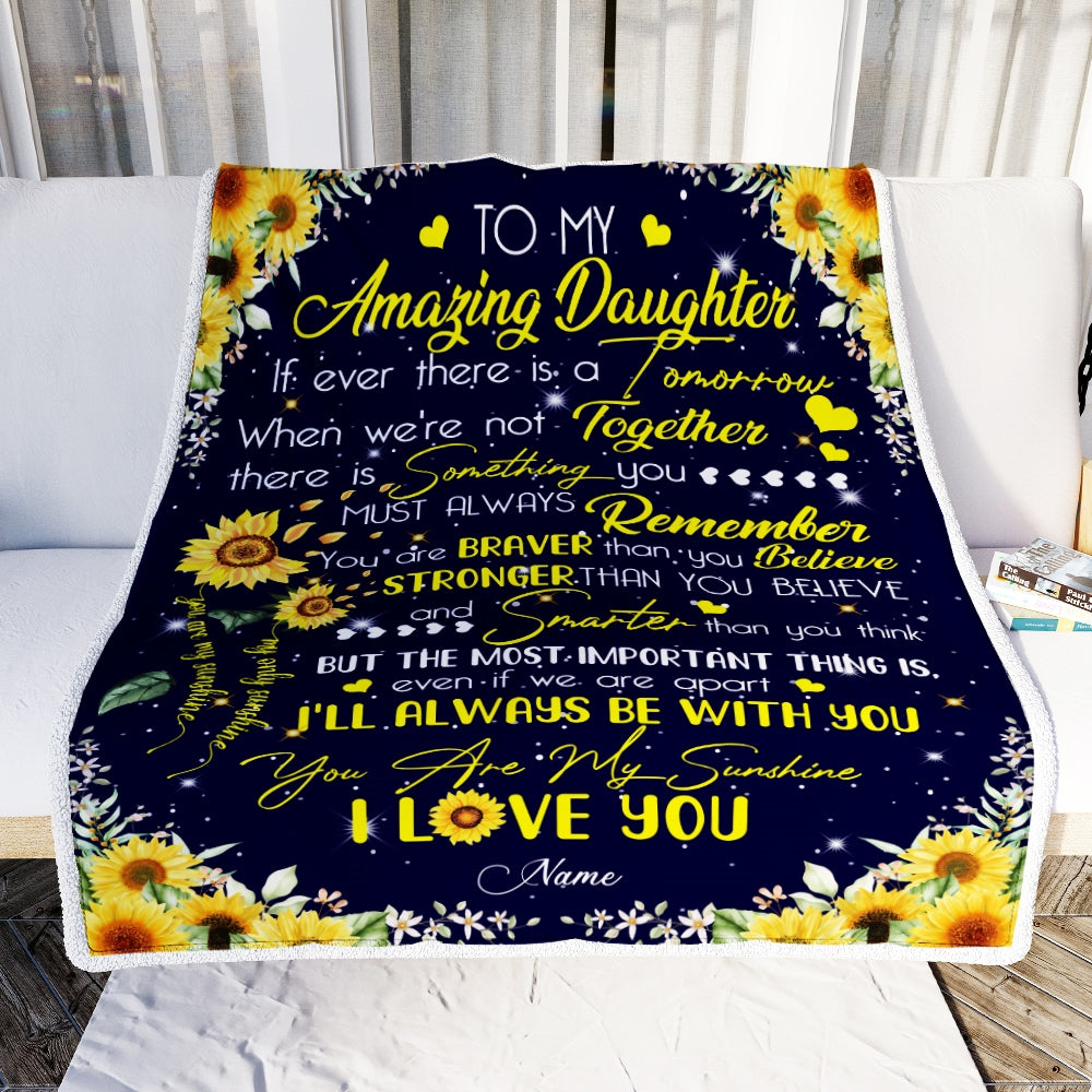 Personalized To My Daughter Blanket From Mom Dad You Are My Sunshine Sunflower Daughter Birthday Christmas Customized Fleece Blanket Blanket | Teecentury.com
