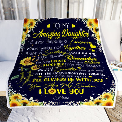 Personalized To My Daughter Blanket From Mom Dad You Are My Sunshine Sunflower Daughter Birthday Christmas Customized Fleece Blanket Blanket | Teecentury.com