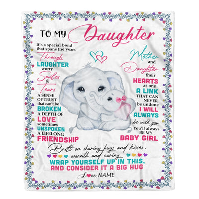 Personalized To My Daughter Blanket From Mom Mother And Daughter It A Big Hug Daughter Birthday Graduation Christmas Customized Fleece Throw Blanket Blanket | Teecentury.com