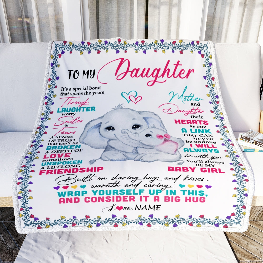 Personalized To My Daughter Blanket From Mom Mother And Daughter It A Big Hug Daughter Birthday Graduation Christmas Customized Fleece Throw Blanket Blanket | Teecentury.com