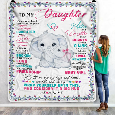 Personalized To My Daughter Blanket From Mom Mother And Daughter It A Big Hug Daughter Birthday Graduation Christmas Customized Fleece Throw Blanket Blanket | Teecentury.com