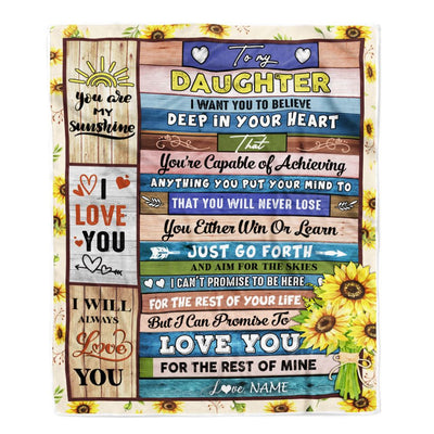 Personalized To My Daughter Blanket From Mom Mother Dad Believe Deep In Your Heart Daughter Birthday Graduation Christmas Customized Fleece Throw Blanket | teecentury
