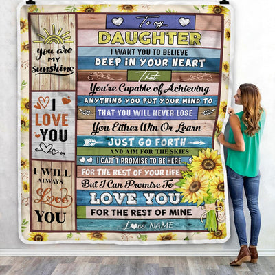 Personalized To My Daughter Blanket From Mom Mother Dad Believe Deep In Your Heart Daughter Birthday Graduation Christmas Customized Fleece Throw Blanket | teecentury