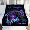 Personalized To My Daughter Blanket From Mom Mother Dad Butterfly Braver Stronger Loved Daughter Birthday Graduation Christmas Customized Fleece Throw Blanket | teecentury
