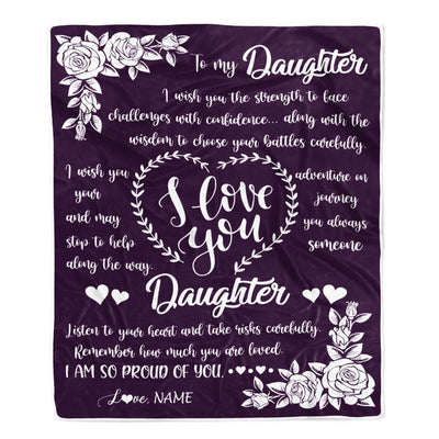 Personalized To My Daughter Blanket From Mom Mother Dad I Wish You The Strength Daughter Birthday Graduation Christmas Customized Fleece Throw Blanket | teecentury